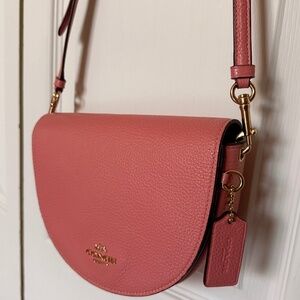 Coach Ellen magnetic flap crossbody in pebbled pink leather